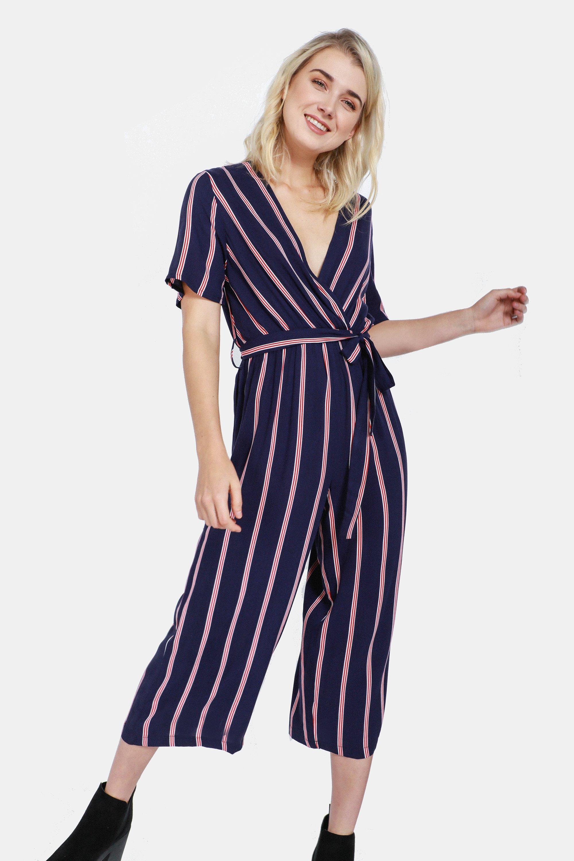 Stripe Wrap Jumpsuit