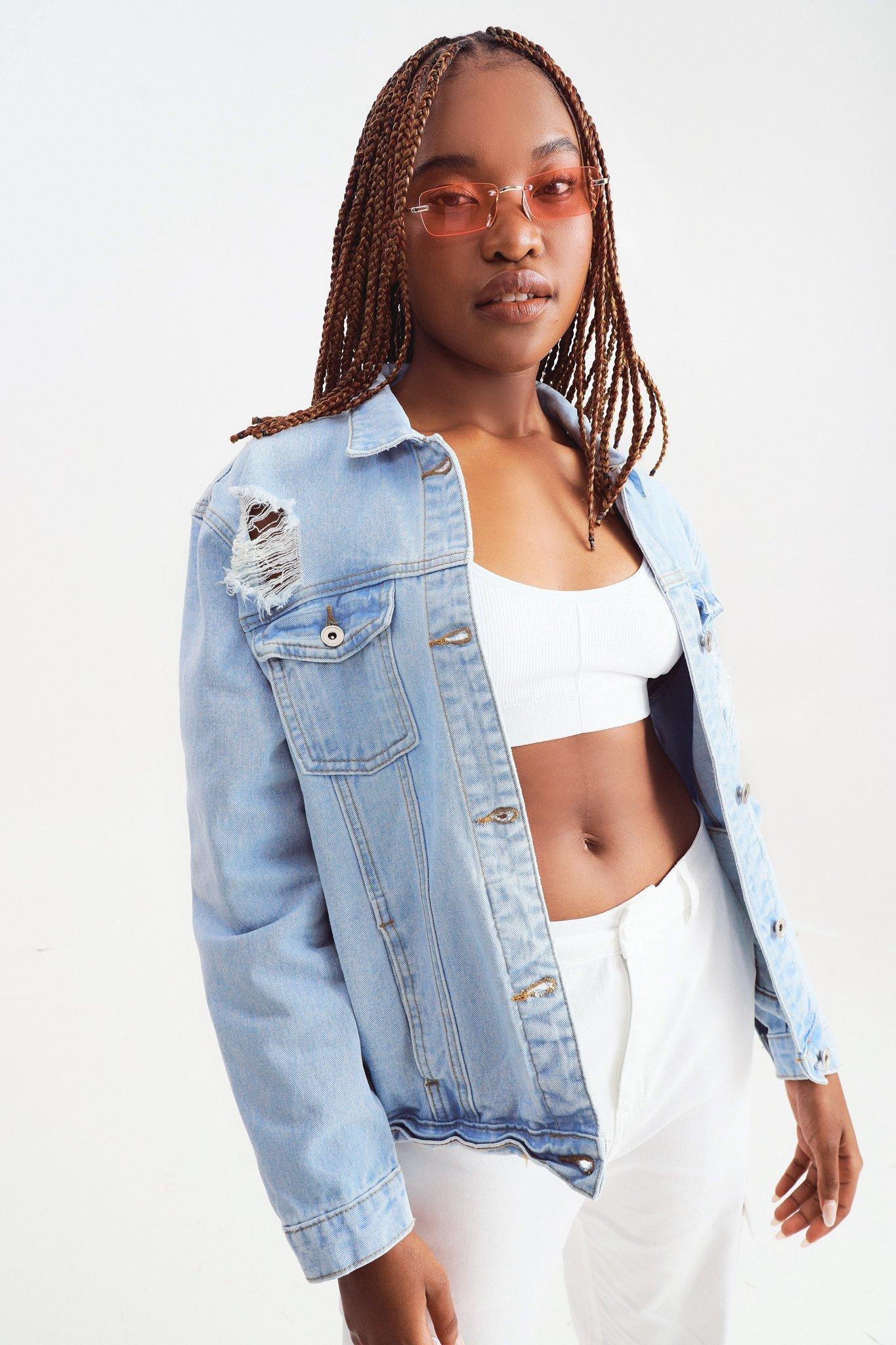 Ripped jean jacket forever on sale 21