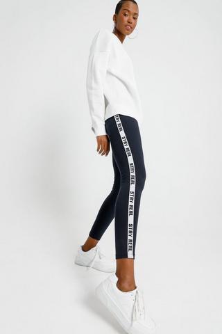 Adidas side hot sale tape leggings