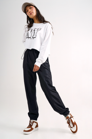 White nylon online joggers