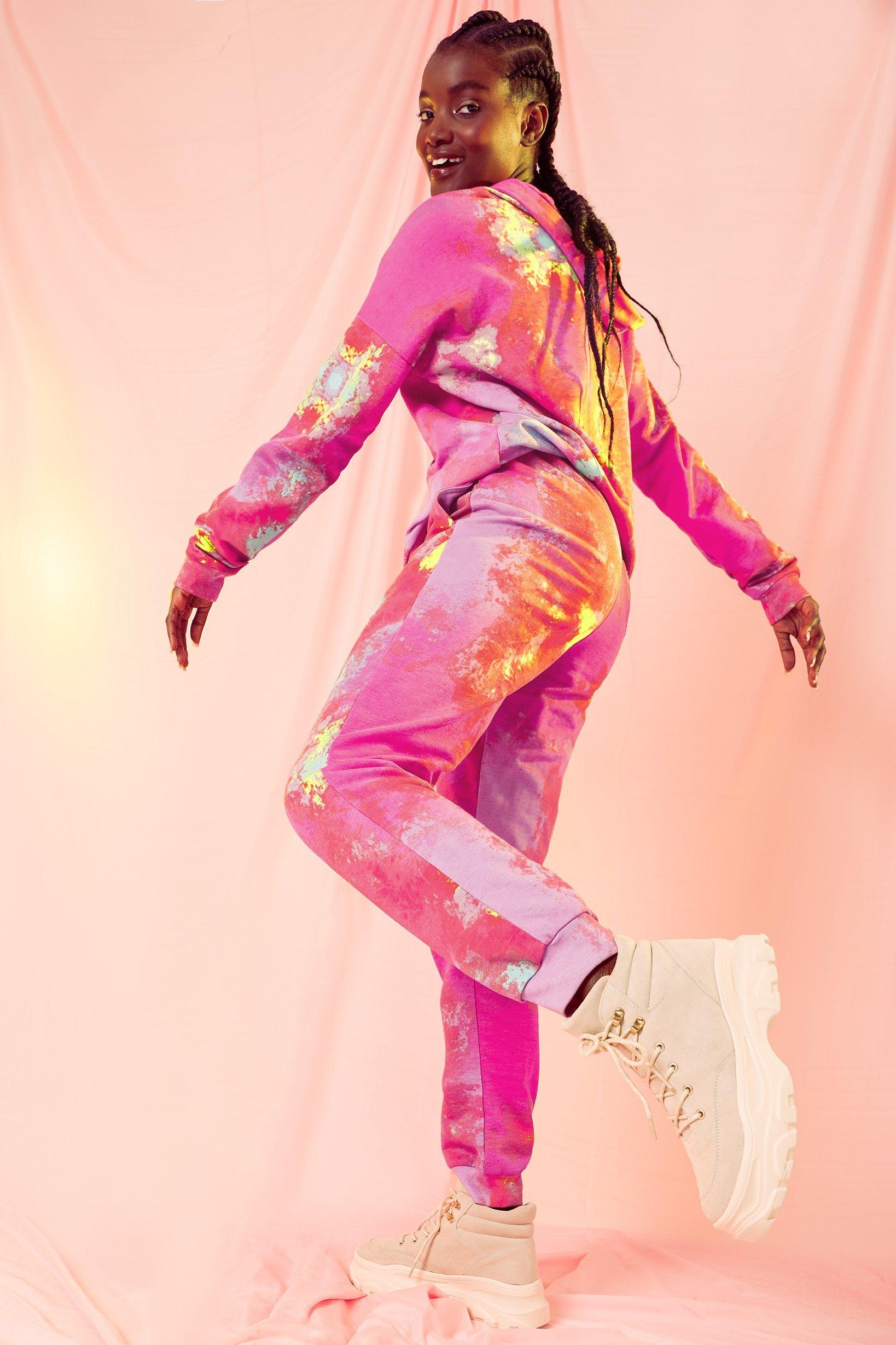 Pink tie hot sale dye tracksuit