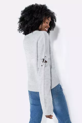 Boxy Lace Up Pullover