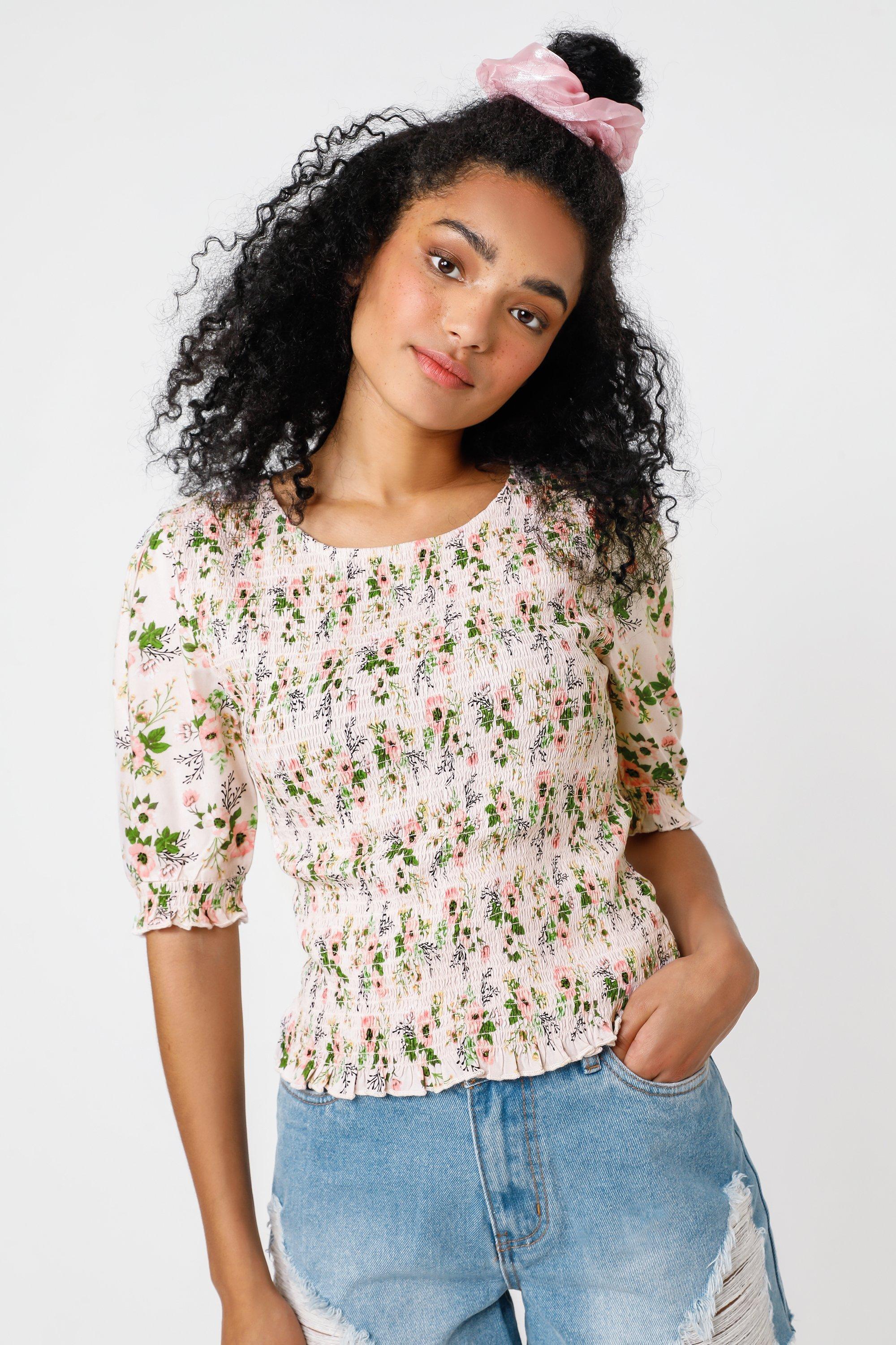 Floral Puff Sleeve Top