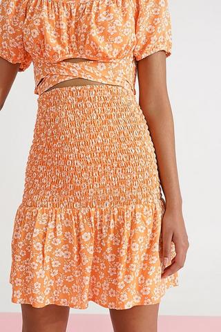 Floral Shirred Skirt