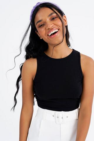 Cut Out Back Crop Top