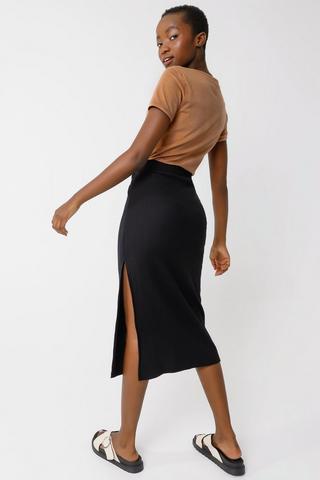 Black bodycon midi clearance skirt