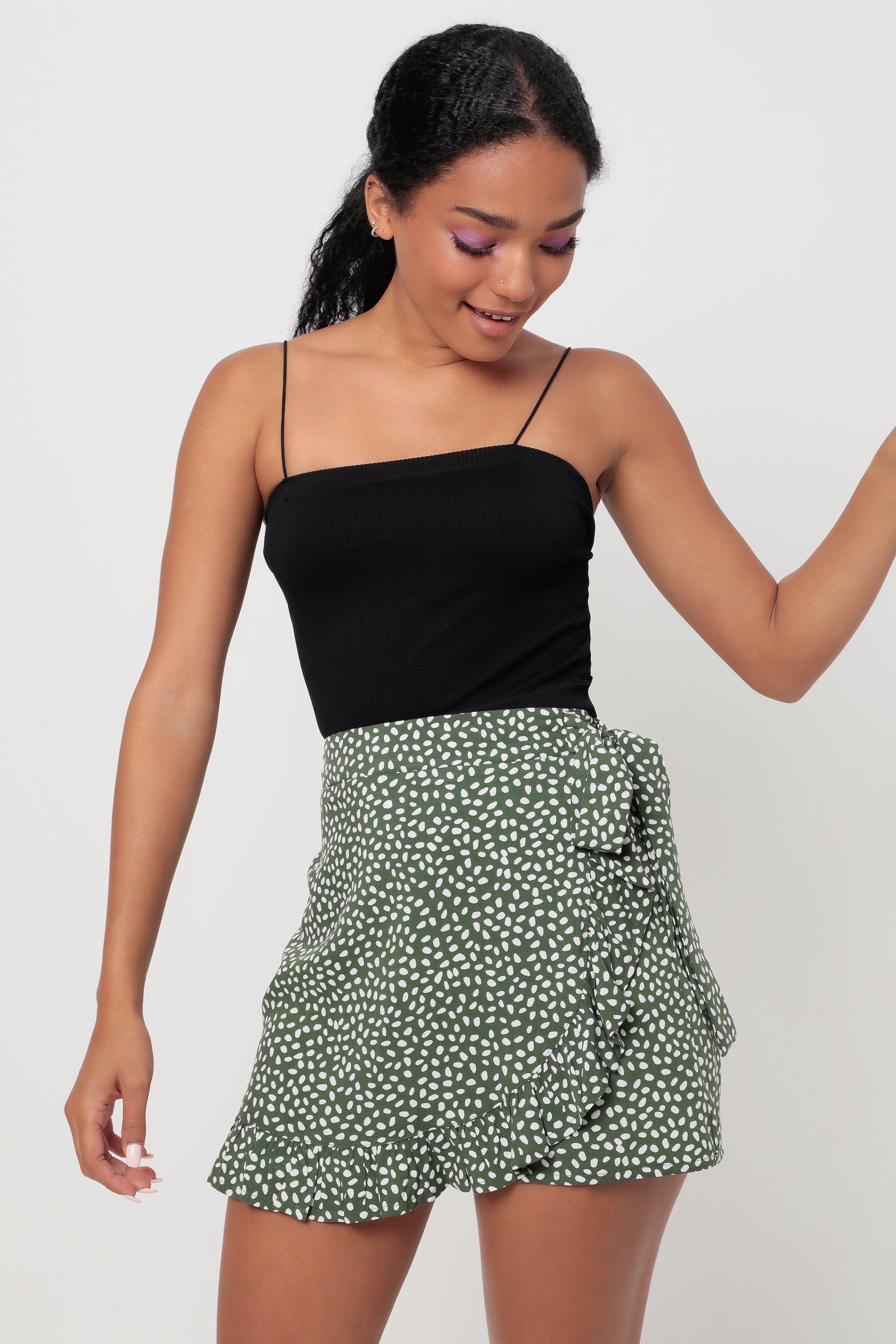 Polka Dot Wrap Skort