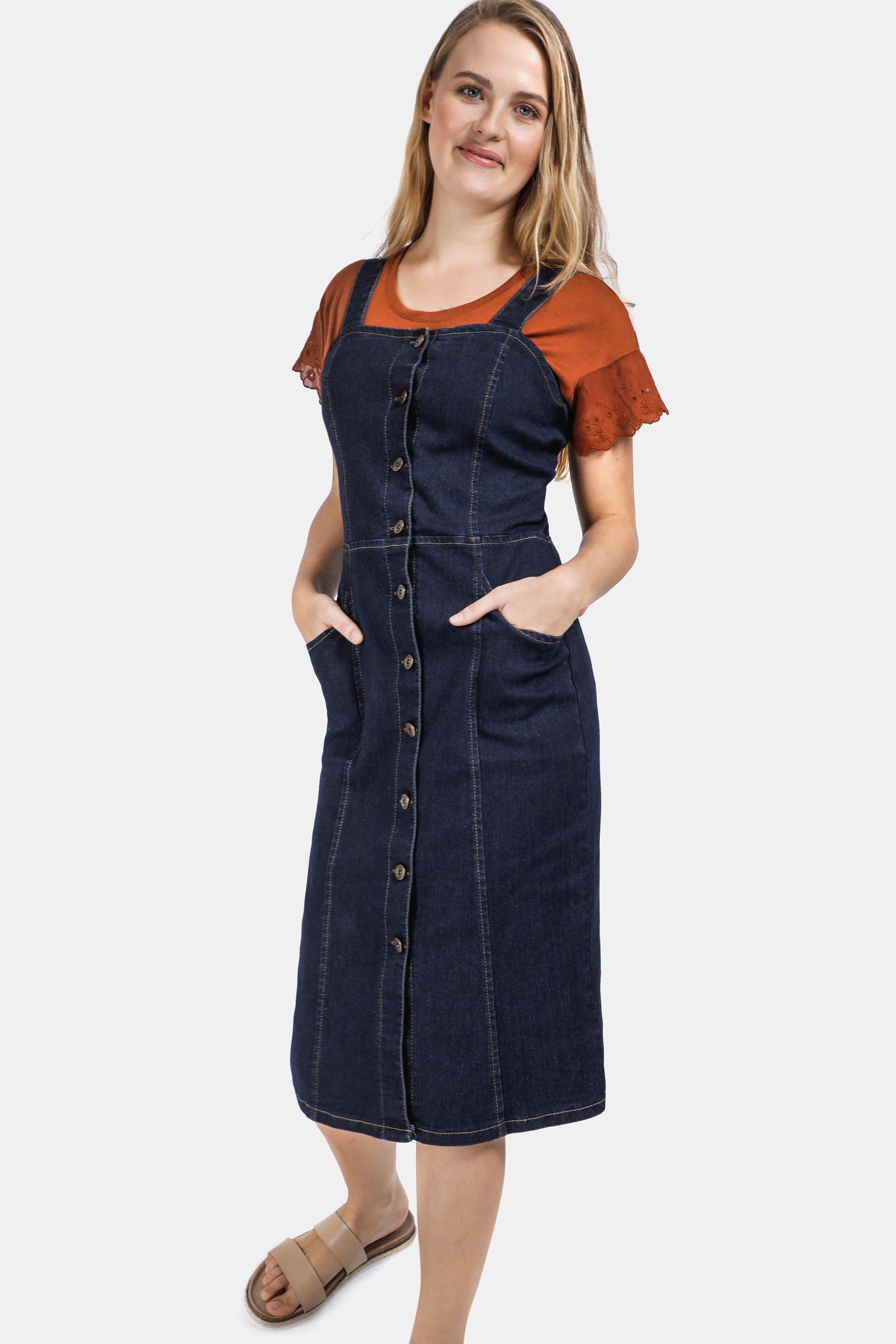 Button Down Pinafore Dress