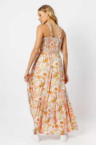 Floral Shirred Maxi Dress