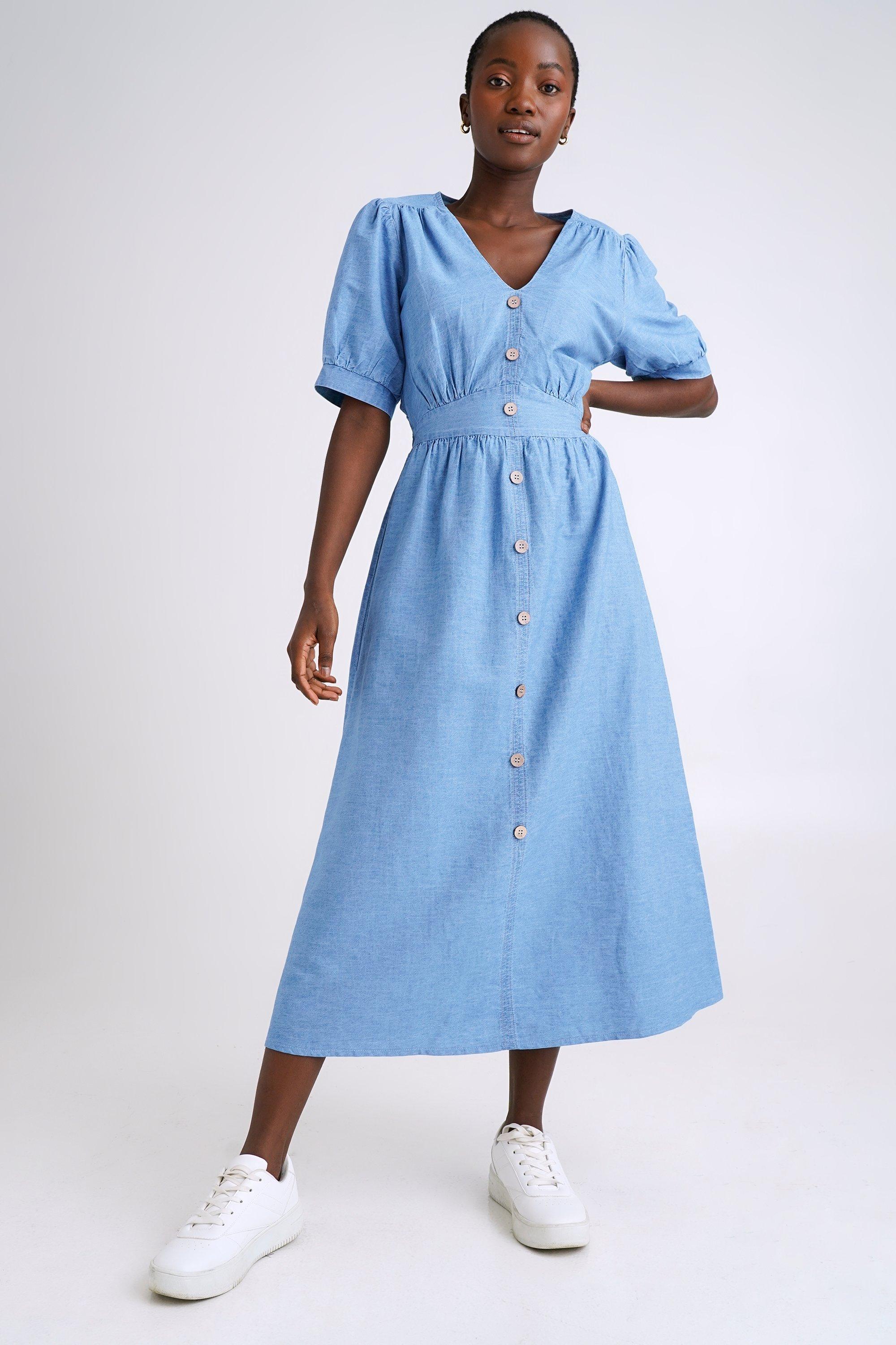 Dress with buttons down the front hotsell