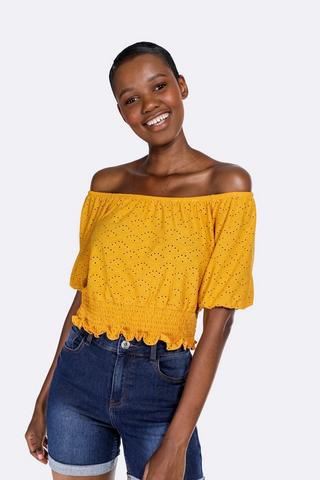 H&m yellow off shoulder top on sale