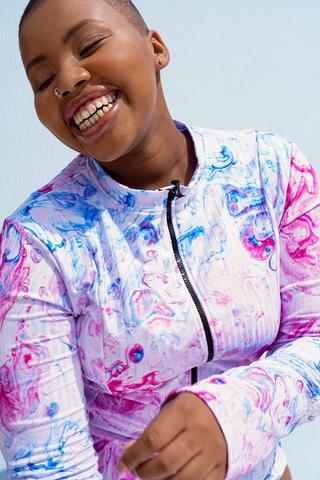 Printed Long Sleeve One Piece
