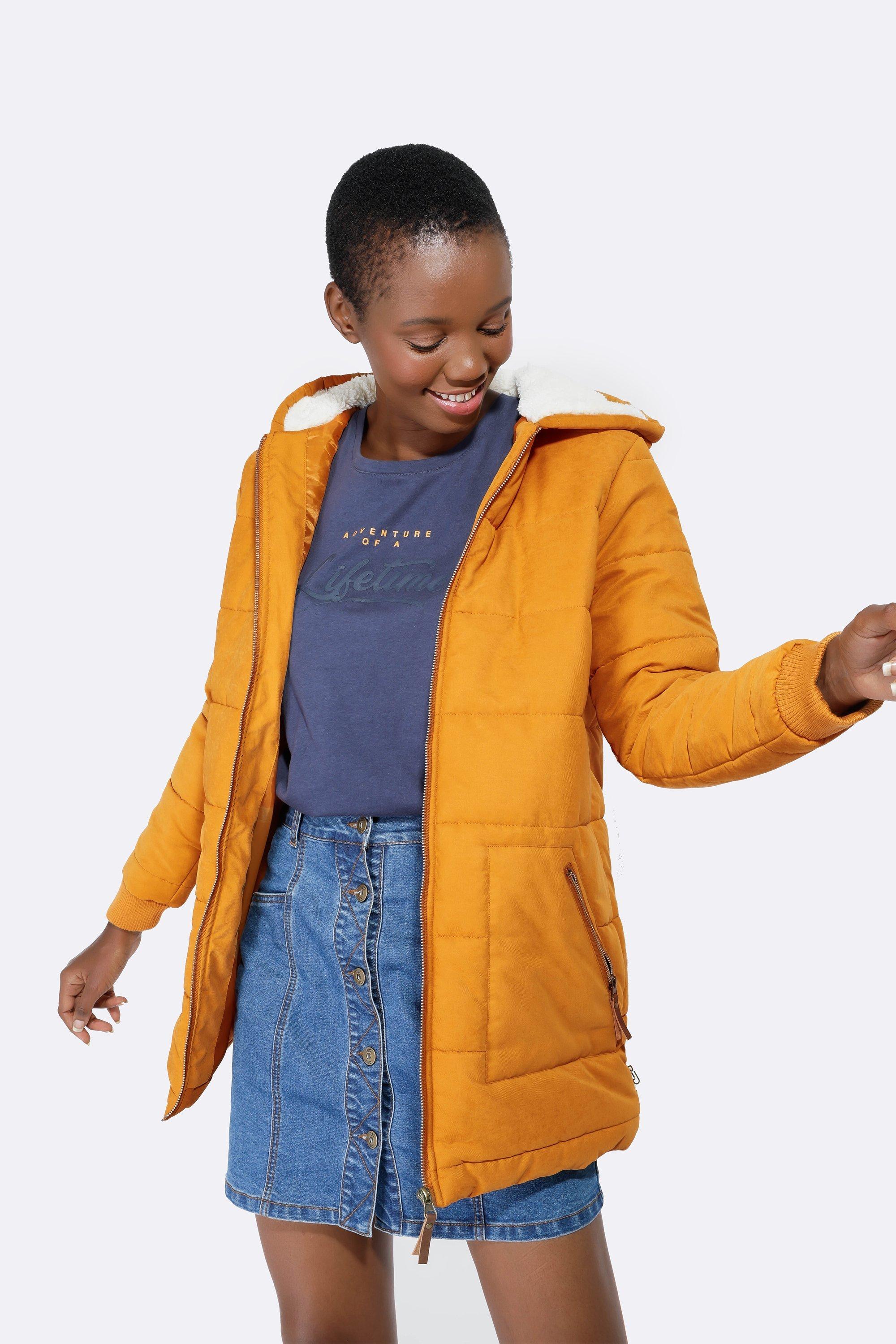 Puffer jacket mustard on sale yellow