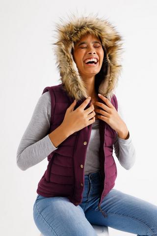 Ladies sleeveless outlet puffer jacket