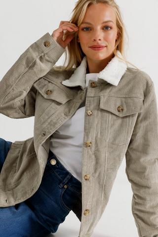 Women's long corduroy on sale jacket