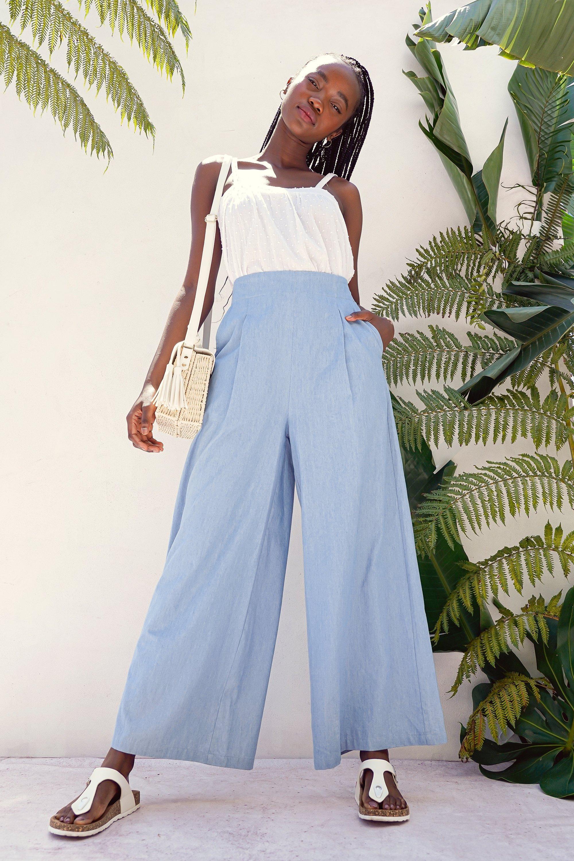 Velvet Brooklyn Chambray Wide Leg Pant- Chambray Blue main image 0