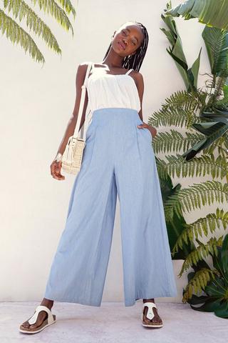 Chambray Wide Leg Pants
