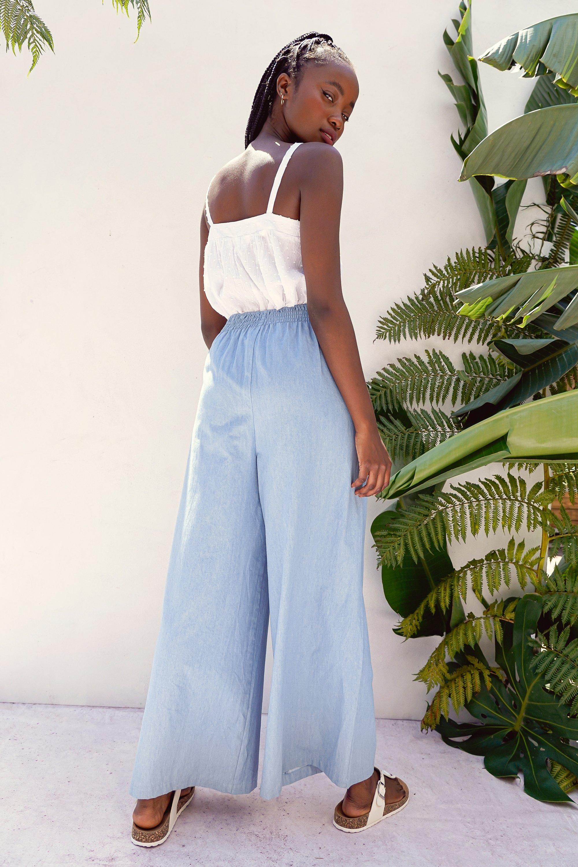 Chambray Wide Leg Pants