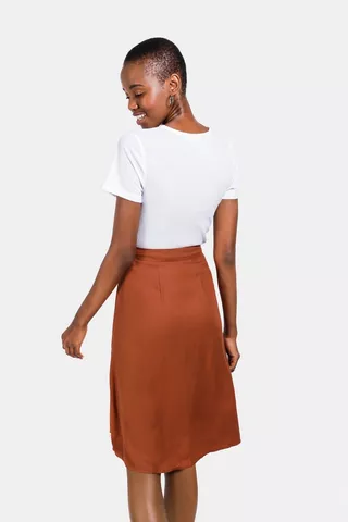 Button Up A-line Skirt