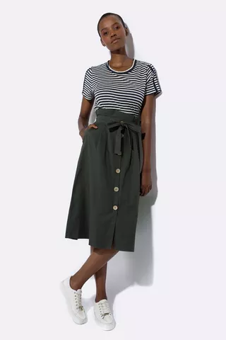 Button Up A-line Skirt