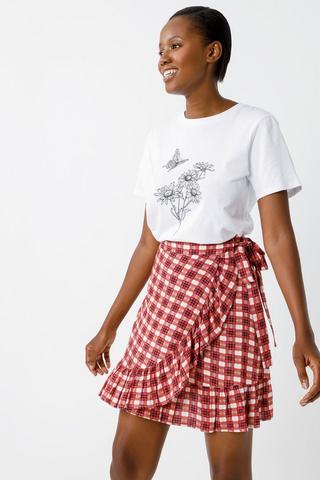 Check wrap hotsell midi skirt