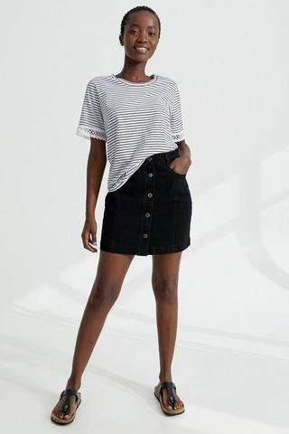 Button up hotsell skirt denim