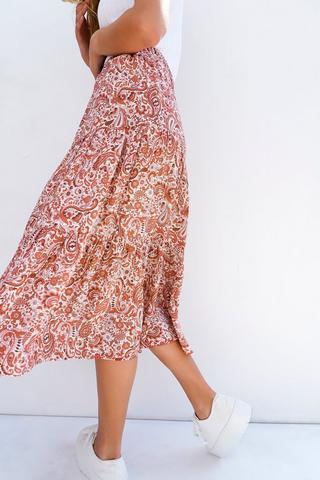 Floral Tiered Midi Skirt