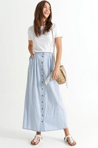 Chambray Button Up Maxi Skirt