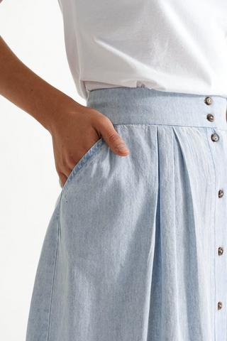 Chambray Button Up Maxi Skirt