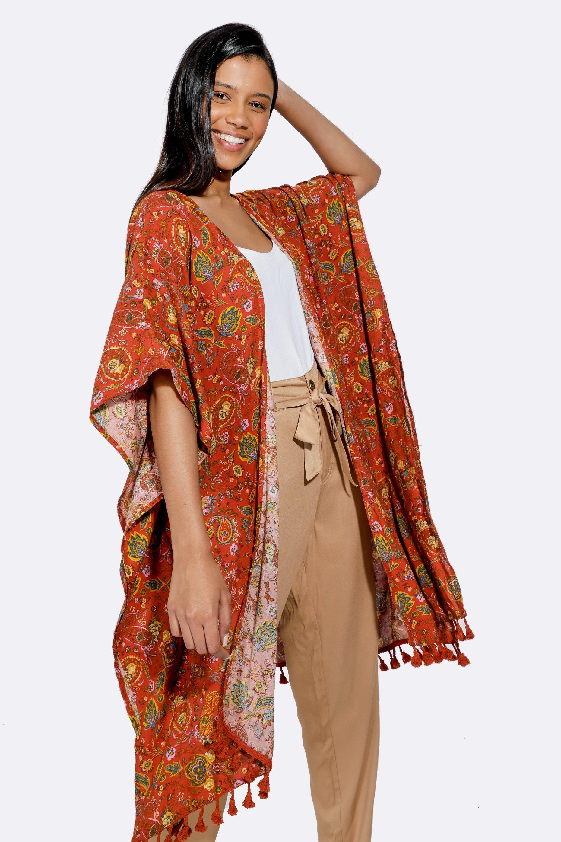 Floral Tassel Kimono