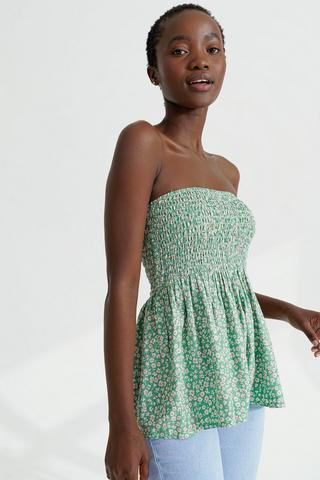 Floral Strapless Peplum Top
