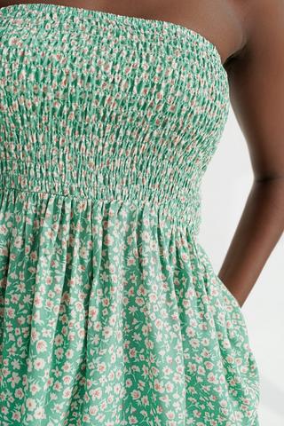Floral Strapless Peplum Top