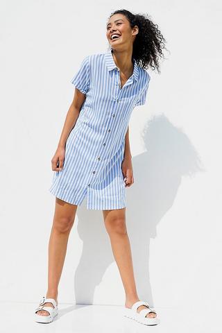 Stripe Linen Shirt Dress