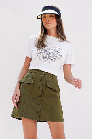 Button Up A-line Skirt