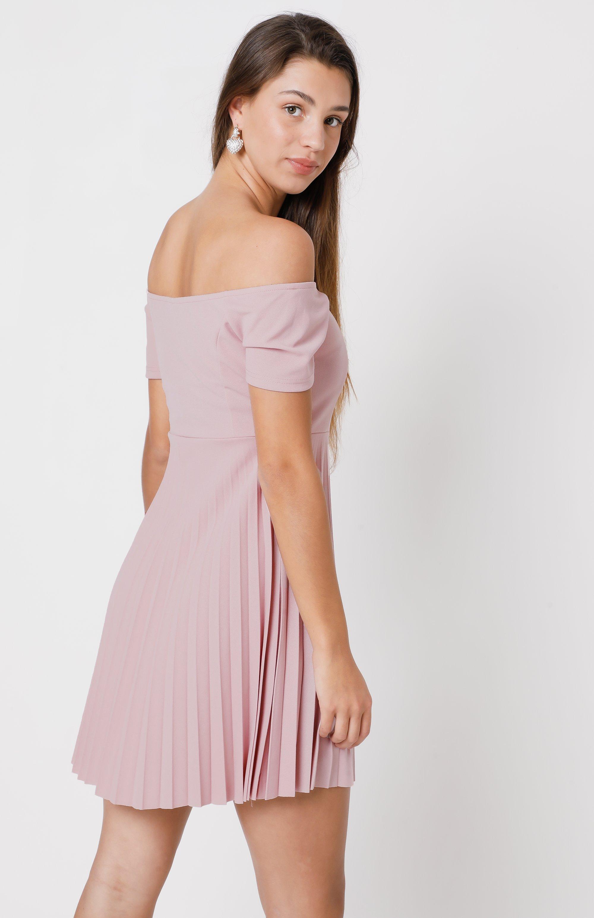 Off Shoulder Pleated Dress