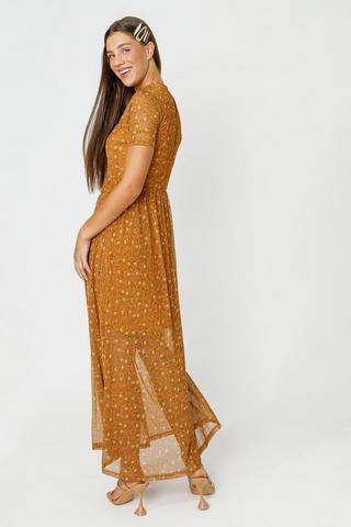 Floral Mesh Maxi Dress