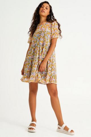 Floral Mesh Babydoll Dress
