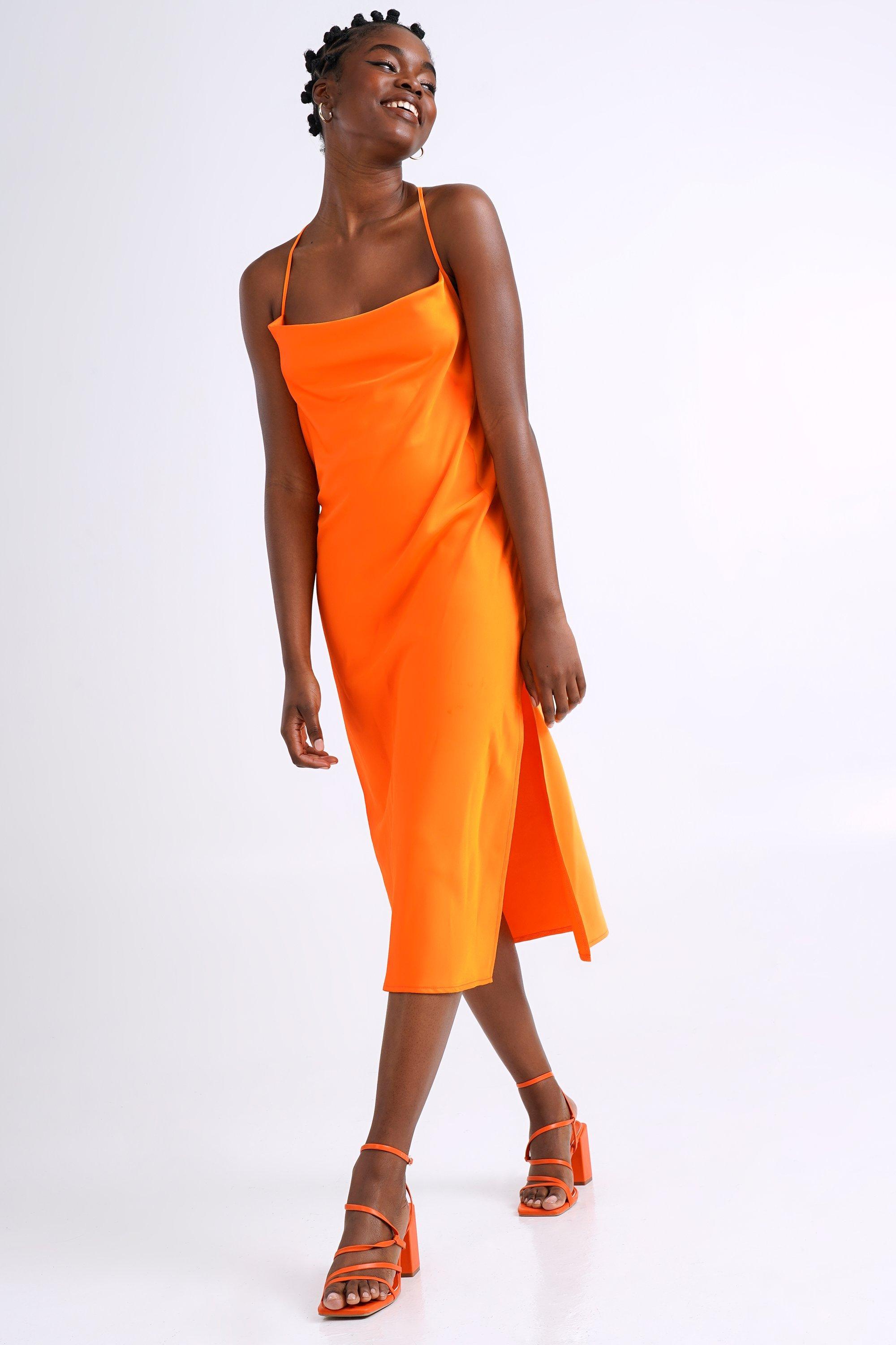 Orange best sale slip dress