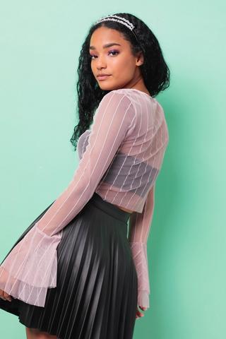 Mesh Bell Sleeve Top