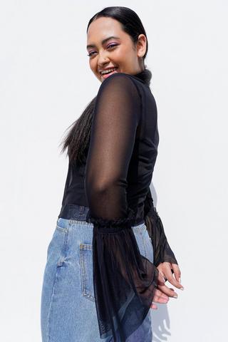 Mesh Bell Sleeve Top