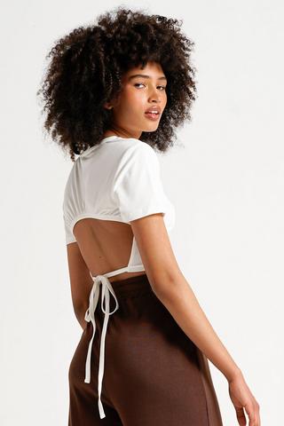 Cut Out Back Crop Top