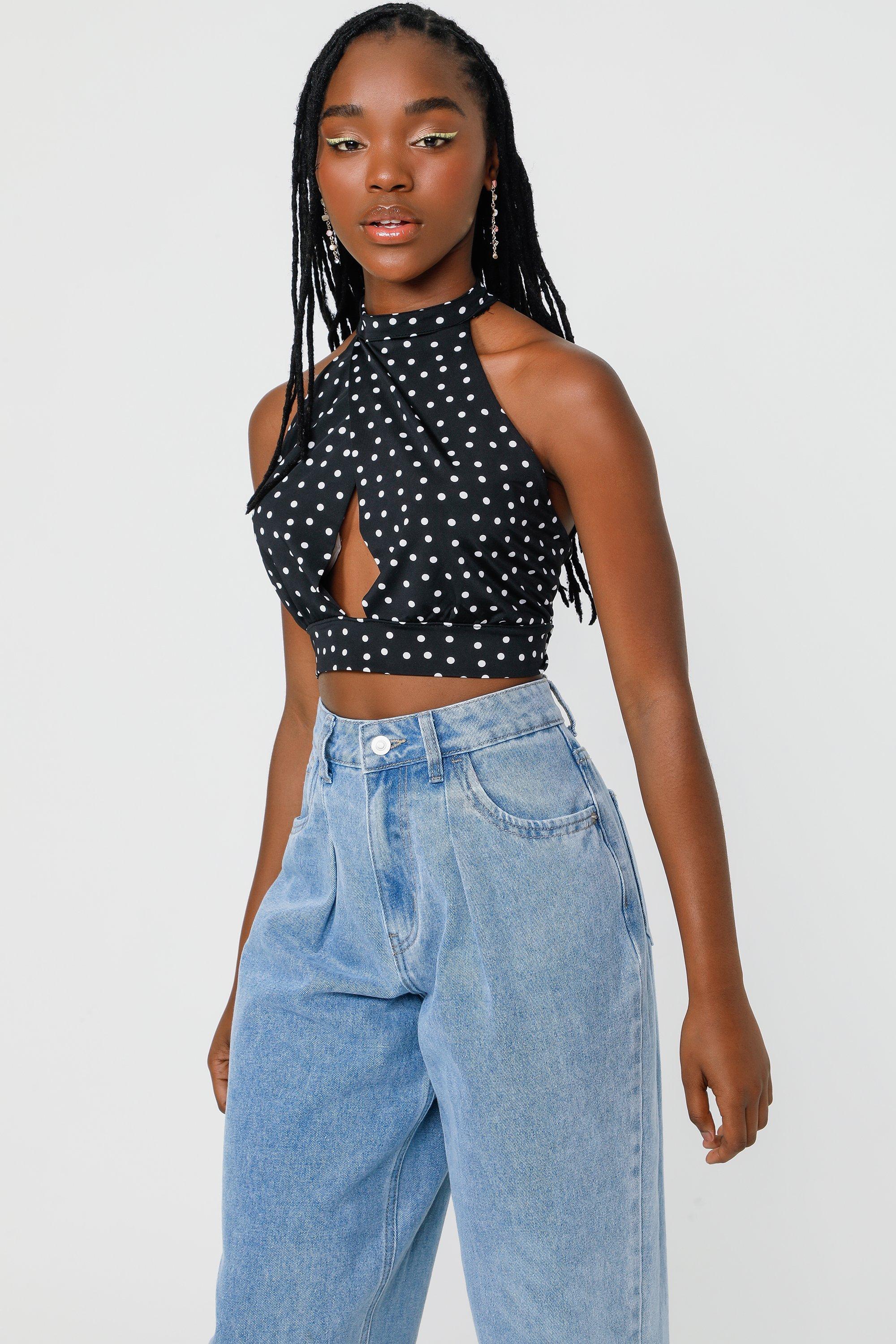 Polka dot store halter neck top