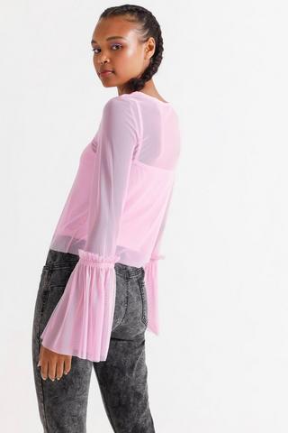 Mesh Bell Sleeve Top