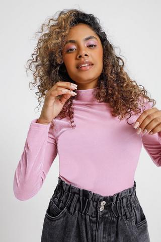 Velour Fitted Polo Neck