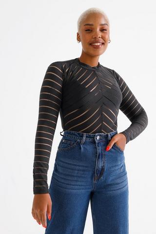 Mesh Turtle Neck Bodysuit