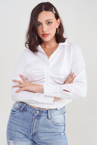 Ruched Satin Shirt