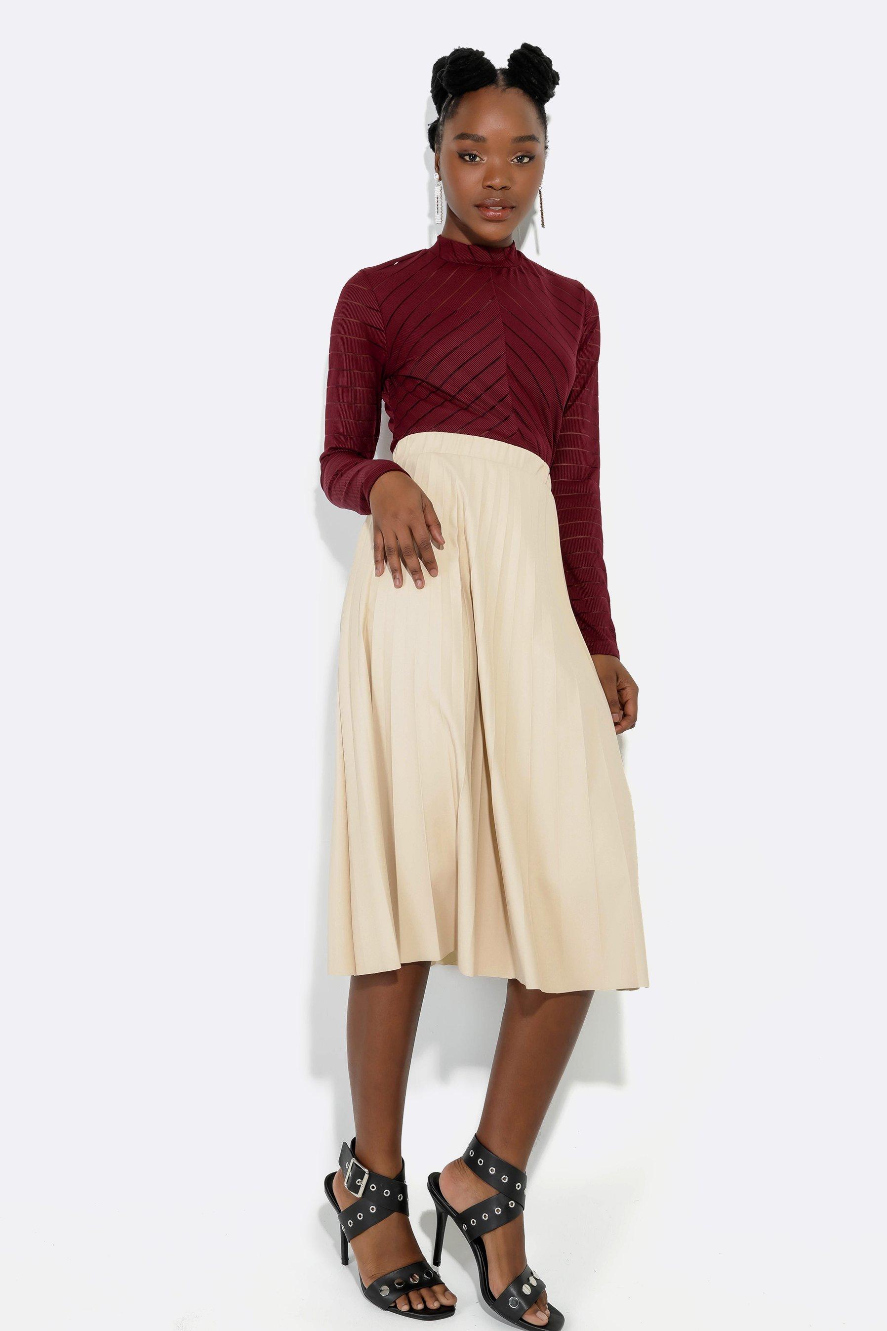 Pleated Midi Skirt