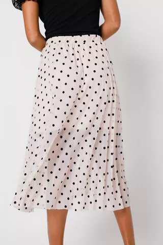 Polka Dot Pleated Skirt