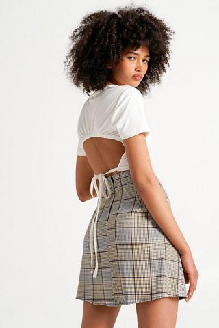 Check Pleated Mini Skirt