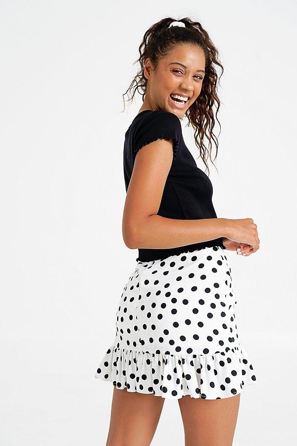 Polka Dot Ruffle Mini Skirt